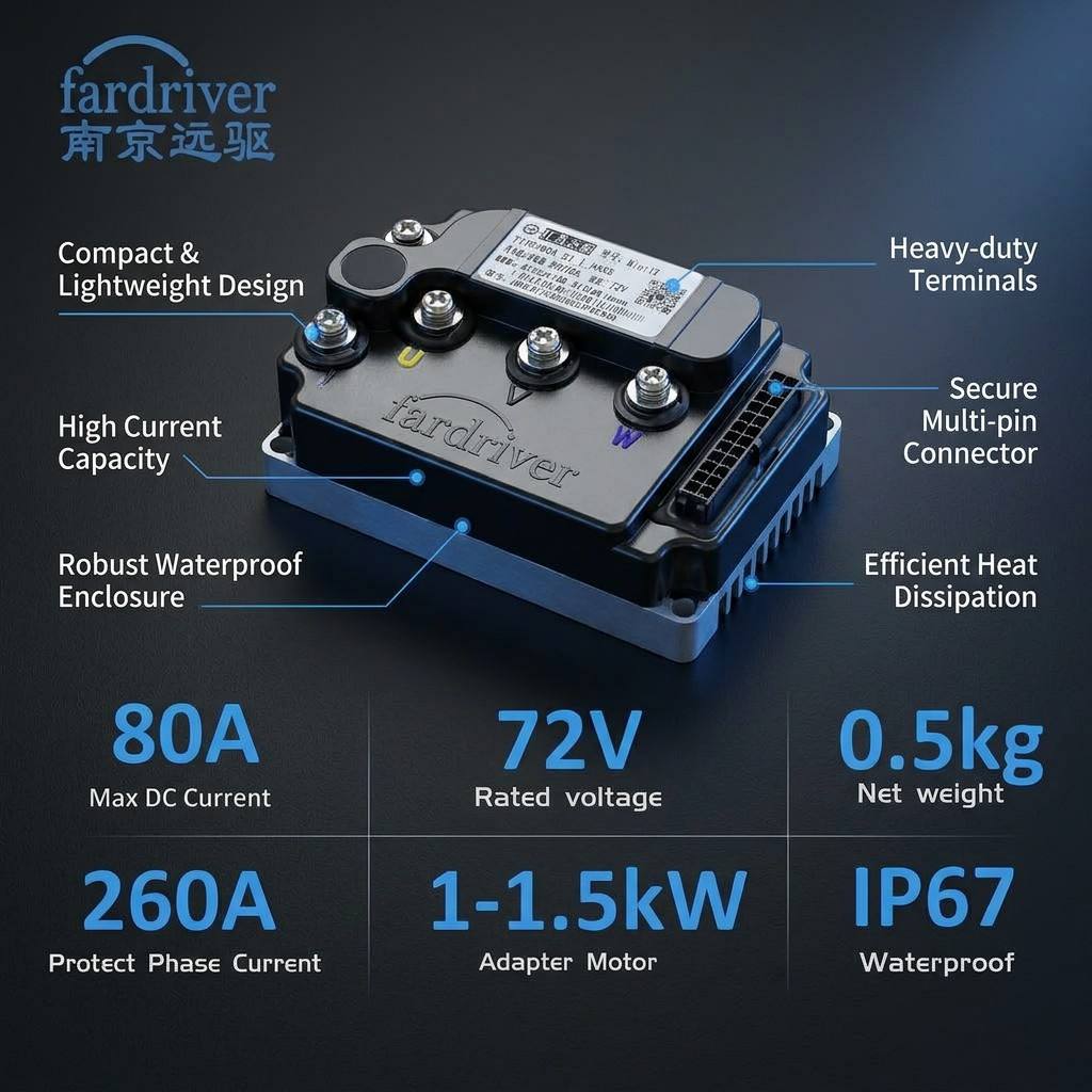 Fardriver ND72260 MiNi12 72V 1 - огляд і ціна Kelly Kls7230S Controller